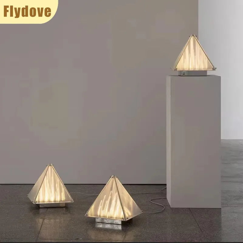 Bedroom Bedside Decorative Art Lamp Pyramid Living Room Floor Lamp Designer Light and Shadow Study Atmosphere Glass Desk Lamp