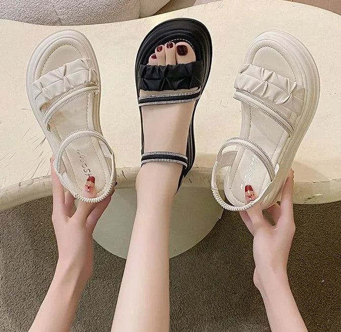 Outdoor Platform Sandals for Women New Breathable Fashion Woman Shoes Summer 2025 Comfortable Trending Pvc Designer Luxury Shoe