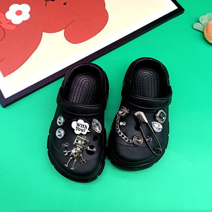 2024 New Fashion Cartoon Robot Women's Shoes Accessories Crocs DIY Accessories (11 Pieces)