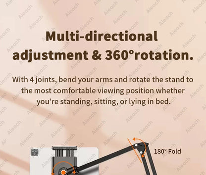 Tablet Holder for Bed with 90cm Metal Arm iPad Stand Tablet Bracket 360° Rotating Bed Phone Mount for 4.5~12.9 inch Phone Tablet