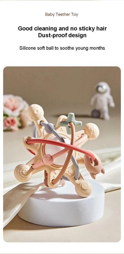 Baby Silicone Hand Catching Ball Baby Chewing Teether Toy Hand Bell 0-12 Months Newborn Sensory Educational Toys Infant Gift