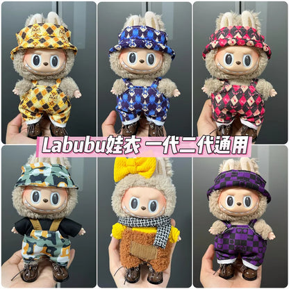 Labubu can wear baby clothes vinyl cloth 17cm doll cute change casual suit skirt plush clothes