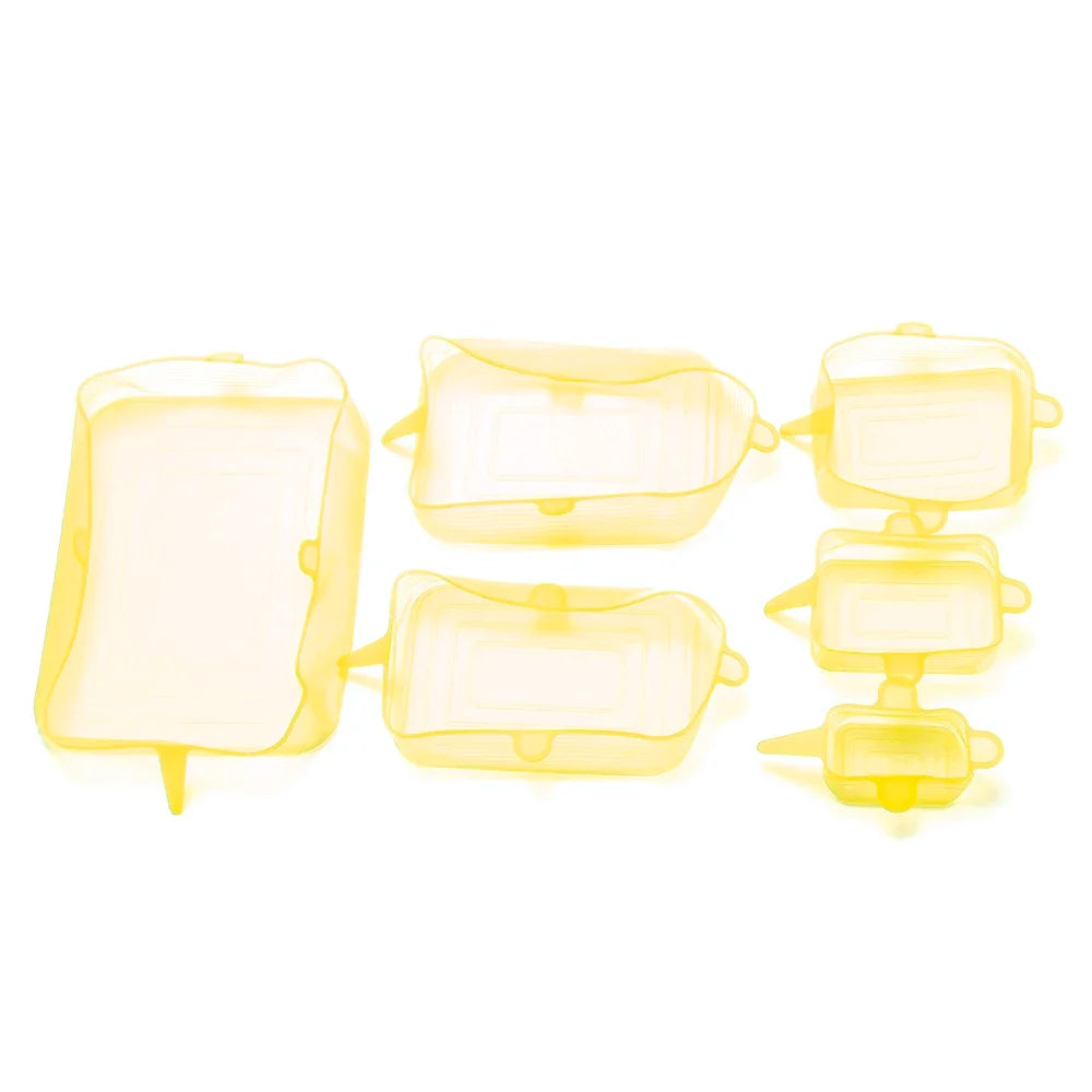 6Pcs Food Grade Silicone Stretch Lids Kitchen Tools Accessories Reusable Food Wrap Sealed Cover Keep Fresh Stretchy Bowl Cover