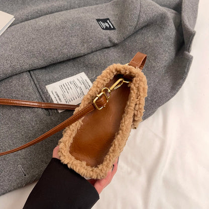 Fashion Small Totes Bag 2024 Trend PU Leather Shoulder Bags for Women Cute Short Handle Crossbody Phone Bag Luxury Fur Handbags