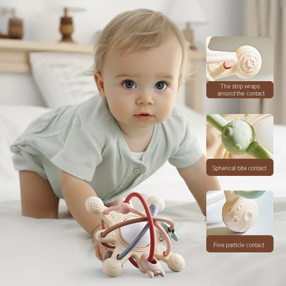 Baby Silicone Hand Catching Ball Baby Chewing Teether Toy Hand Bell 0-12 Months Newborn Sensory Educational Toys Infant Gift