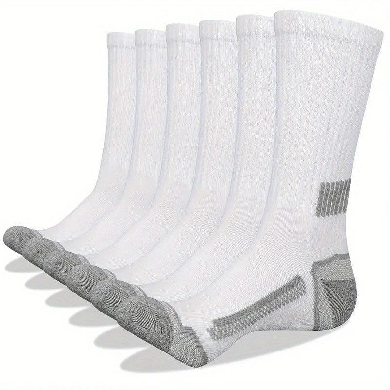 6 Pairs of MEN'S Sports Socks, Sweat Absorbing, Comfortable and Breathable, Suitable for Basketball Training and Outdoor Running