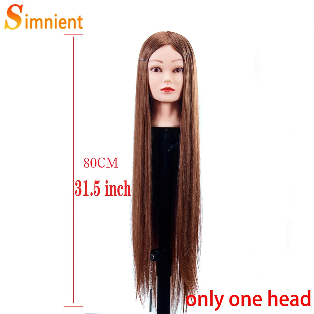 70Cm 100% High Temperature Fiber Blonde Hair Mannequin Head Training Head For Hairstyles Braid Hairdressing Manikin Doll Head