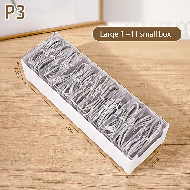 1Set Data Cable Storage Box Cable Organizer Bag With Power Charging Cable Management And Desktop Cable Management Organization
