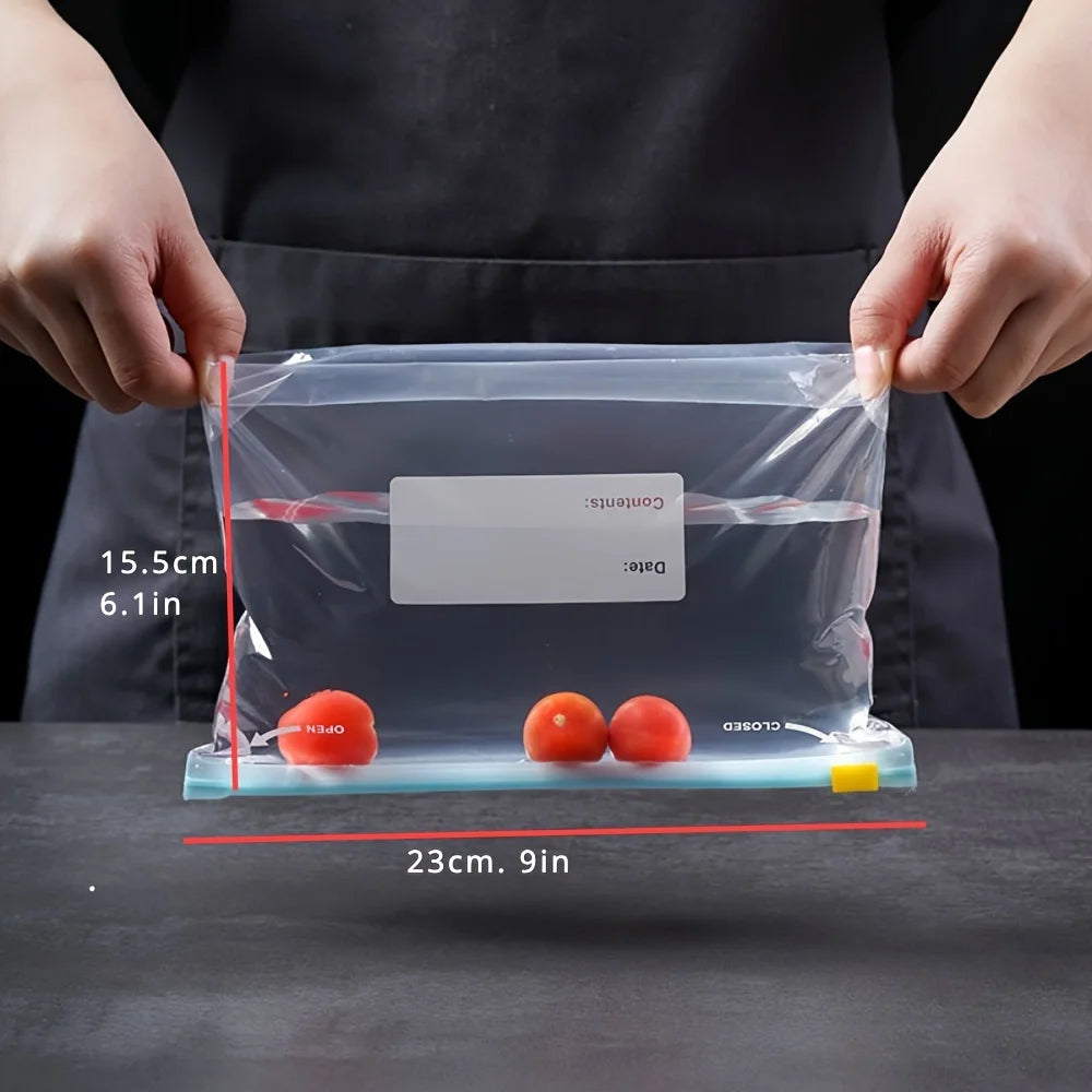 Leak proof freezer bag with zipper lock - reusable, fresh-keeping and sealed food storage bag, suitable for kitchen organization