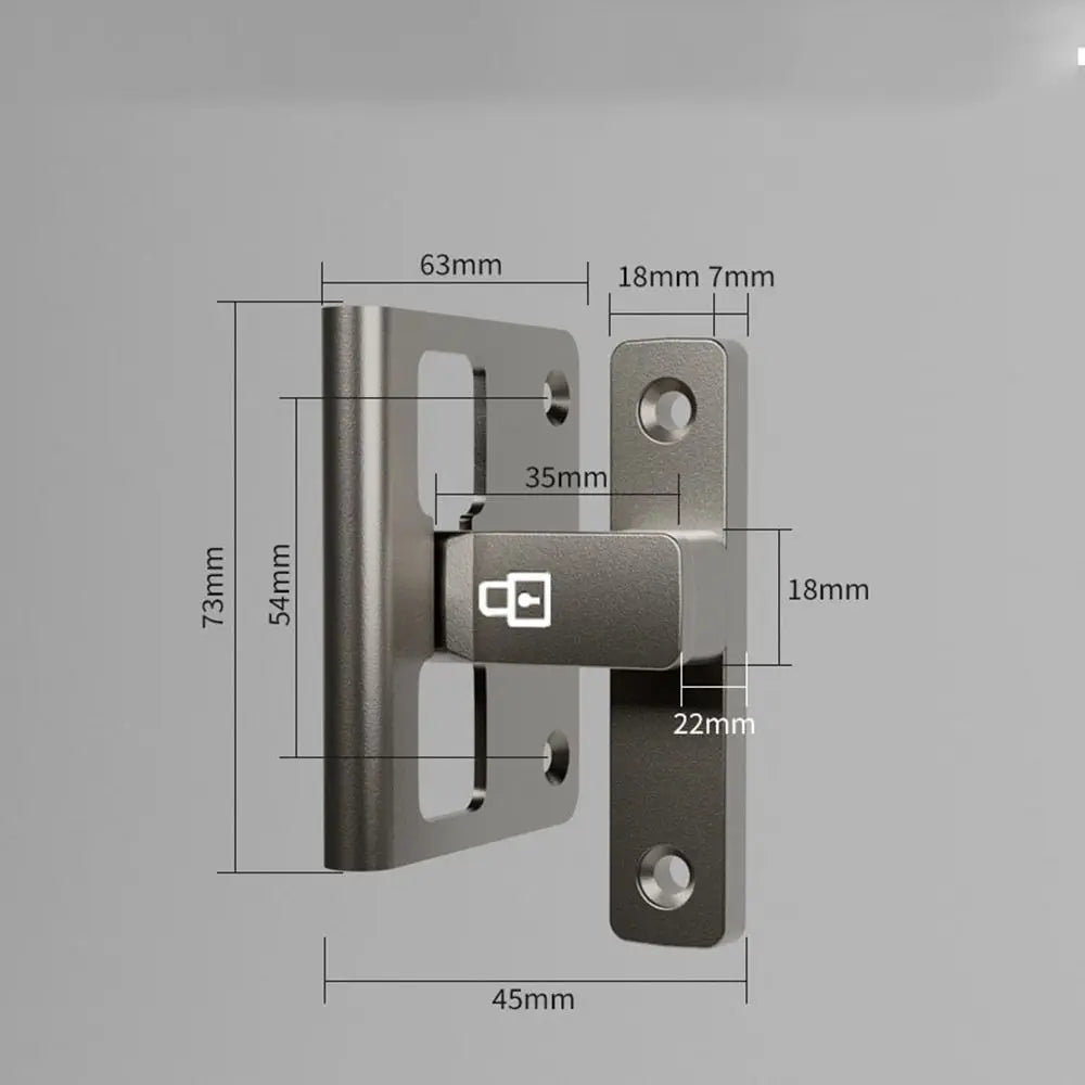 90°/180° Luminous Latch Indoor Metal Door Buckle Bathroom Door Lock Sliding Door Lock Wooden Door Burglar Barn Door Buckle