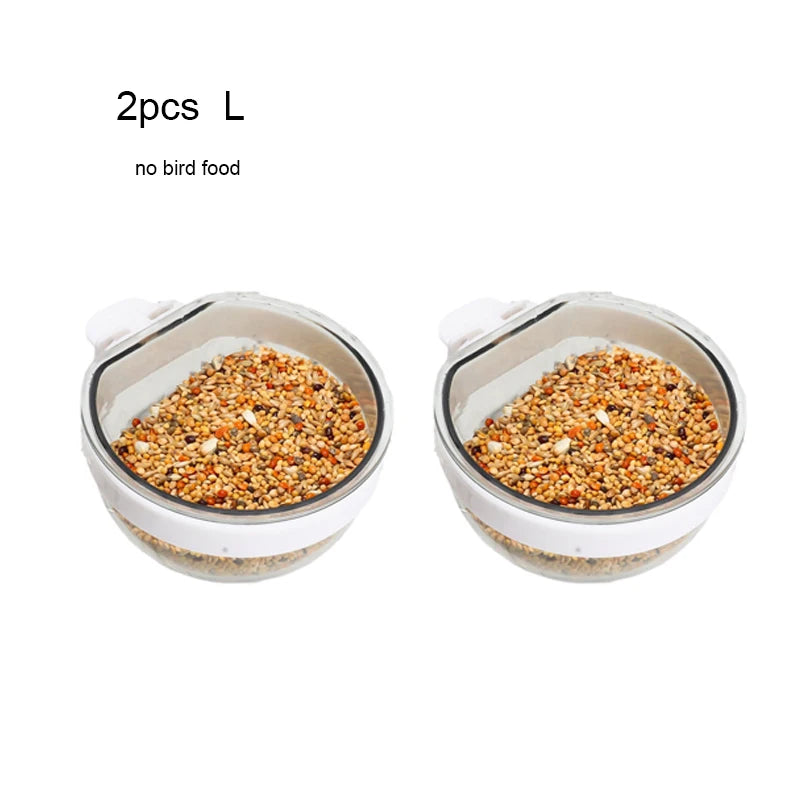 Bird Feeding Bowl Detachable Transparent Bowl Plastic Food Cup For Cage Convenient Hanging Seed Water Feeder for Parrots