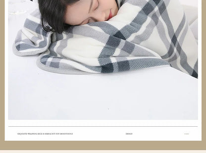Wearable Plaid Blanket Fleece Doublelayer Blankets With Button Thicken Multifunction Winter Warm Throw Blanket For Sofa Bed