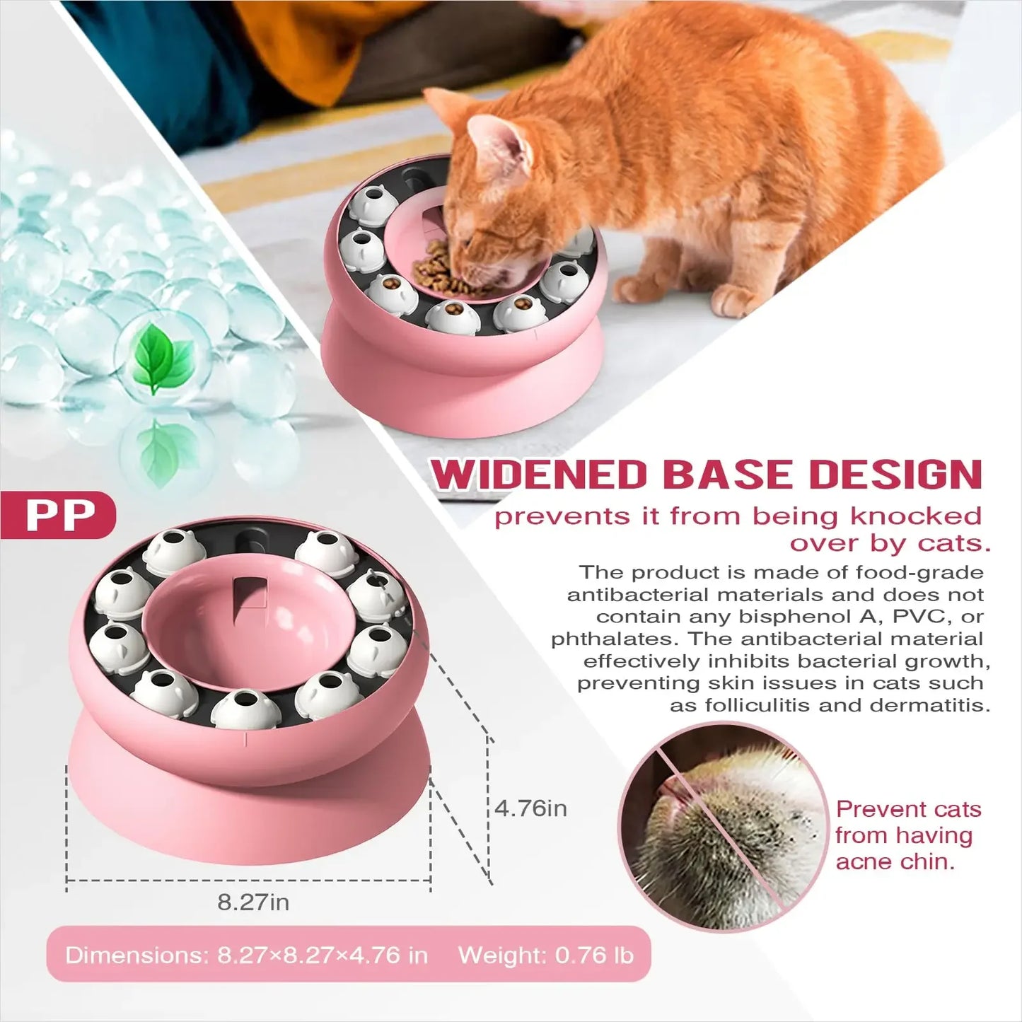 Cat Slow Feeder Raised Cat Dog Food Bowls with Stand Cat Puzzles Feeder Rotating Slow Feeder Non-Slip Food Bowls Slow Eating