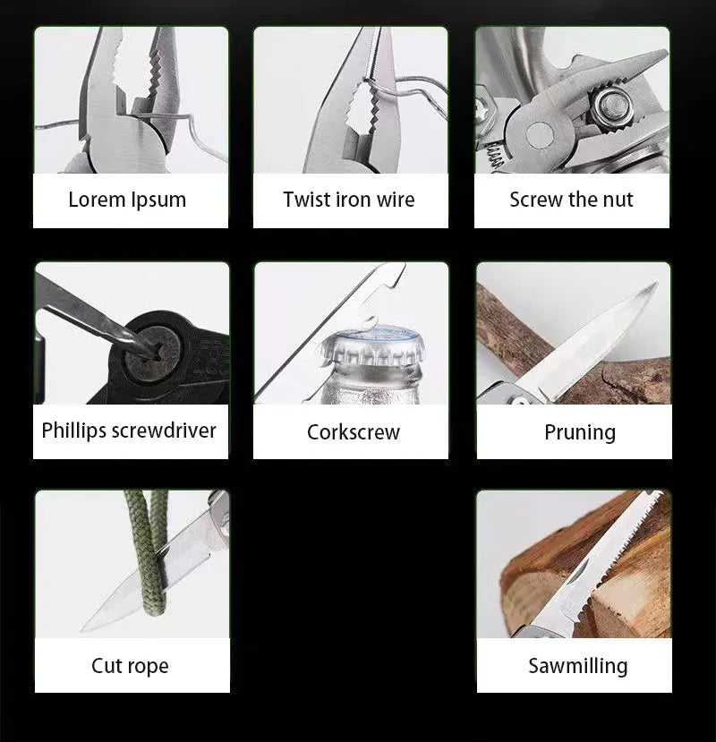 Stainless Steel Pliers Outdoor Knife Combination Folding Car Convenient Knife Pliers Pliers Multifunctional Tools