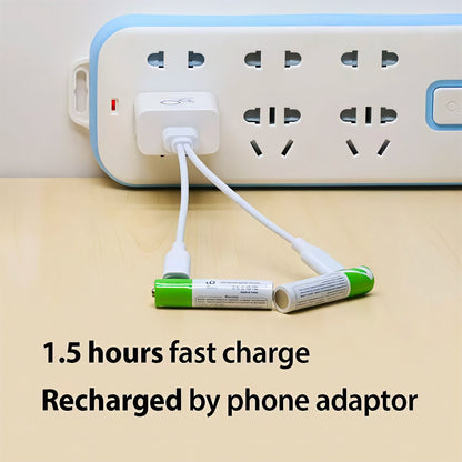 Aaa Rechargeable Battery High Capacity 1.5 V Suitable for Remote Control/Toys/Mouse, Fast C Fast Charging, 1.5 V, Remote Control, Mouse, Electric Toy Battery + C Cable, Recyclable 2000 Times + Extra Long Battery