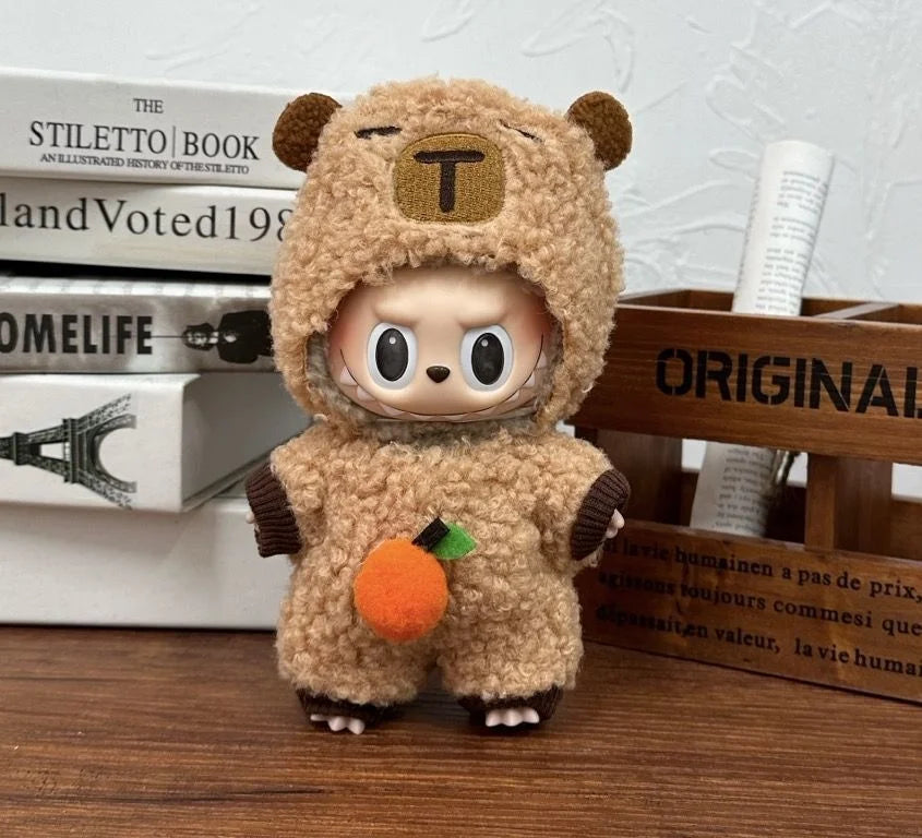 Cute Labubu Doll Costume 17 Cm Labubu Clothes Rubber-Coated Figurines Overalls Baby Dresses Summer Labubu Outfits Holiday Gift