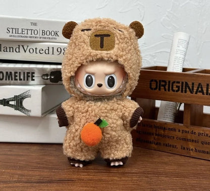 Cute Labubu Doll Costume 17 Cm Labubu Clothes Rubber-Coated Figurines Overalls Baby Dresses Summer Labubu Outfits Holiday Gift