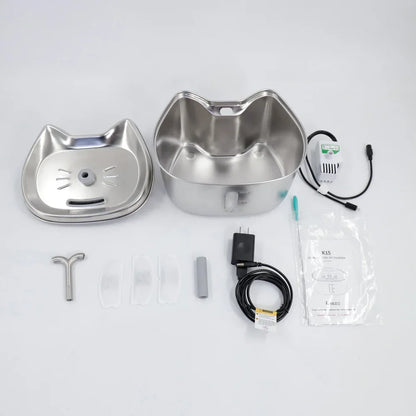 Stainless Steel Pet Water Feeder Cat Automatic Water Fountain USB Electric Mute for Cat Dog Filter Fountain Smart Drinking Bowl