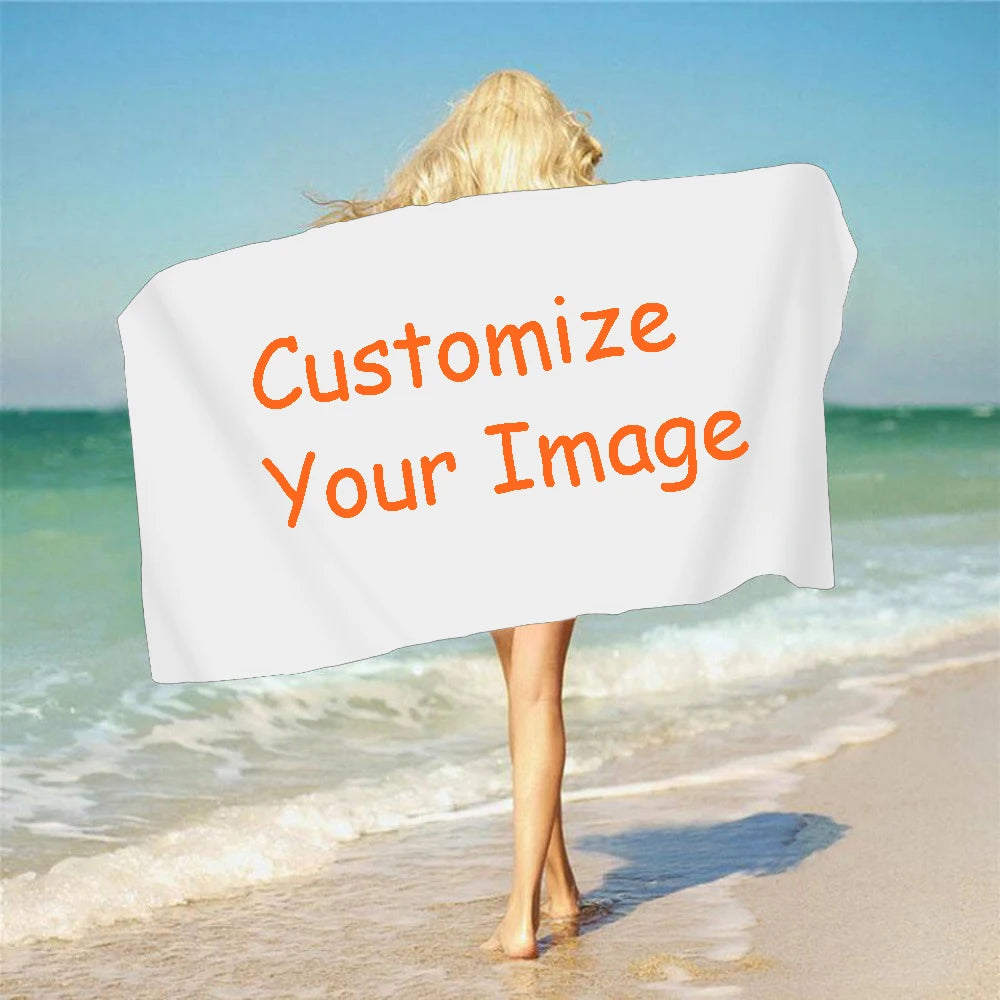 Custom Photo 3D Bath Beach Towel Funny Picture Customization Microfiber Outdoor Swimming Gifts Hotel Logo Bulk Orders Wholesale