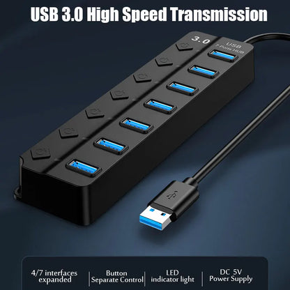 4/7 Port Multi USB Power Adapter USB 3.0 Splitter Hub USB Hub 2.0 USB Multiple Expander Switch Cable Hub Docking Stations