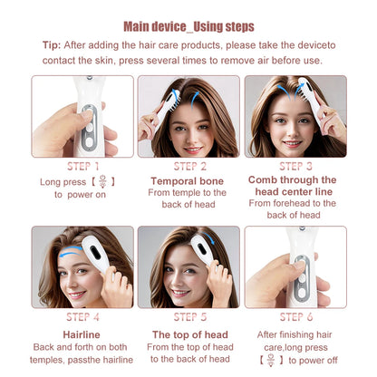 Electric Scalp Massage Comb Red Blue LED Light Therapy EMS Vibration Massage Brush Anti-Hair Loss Medicine Scalp Oil Applicator