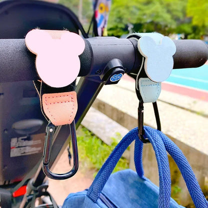 New Cartoon PU Leather Baby Bag Stroller Hook Rotatable Cart Organizer Pram Hook Pram Rotate 360 Degree Stroller Accessories