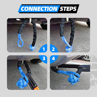 Shatter Resistant Synthetic Soft Shackle Rope Heavy Duty Offroad 4X4 Tow Shackle Strap with Protective Sleeve Recovery Ring