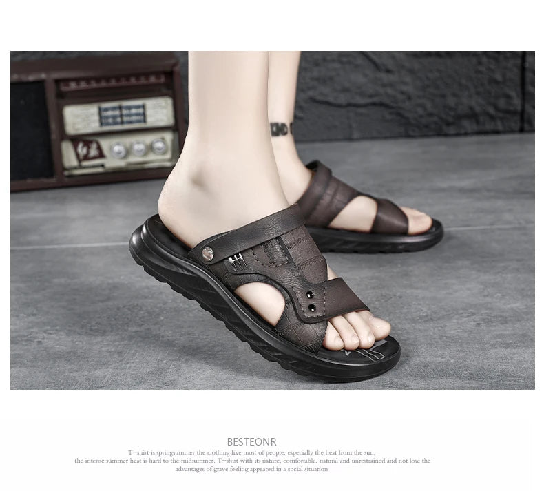 Sandals men  wear outdoors in summer  sports leisure work driving  Anti slip  wear-resistant  trendy beach shoes outdoor wear