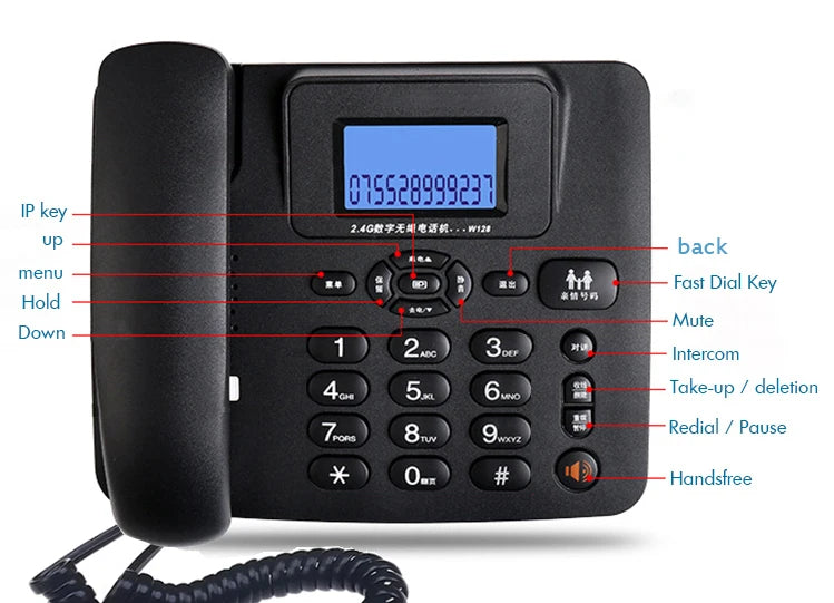 cordless Answering Machine 2.4G Corded Phone Handset  office home hotel Long Range Wireless Telephone 1- 4 handstes table phone