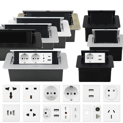 Hidden Desktop Pop-Up Socket DIY Multifunctional USB Type-C Outlet For Meeting Room Office Electrical Switch Countertops Plug