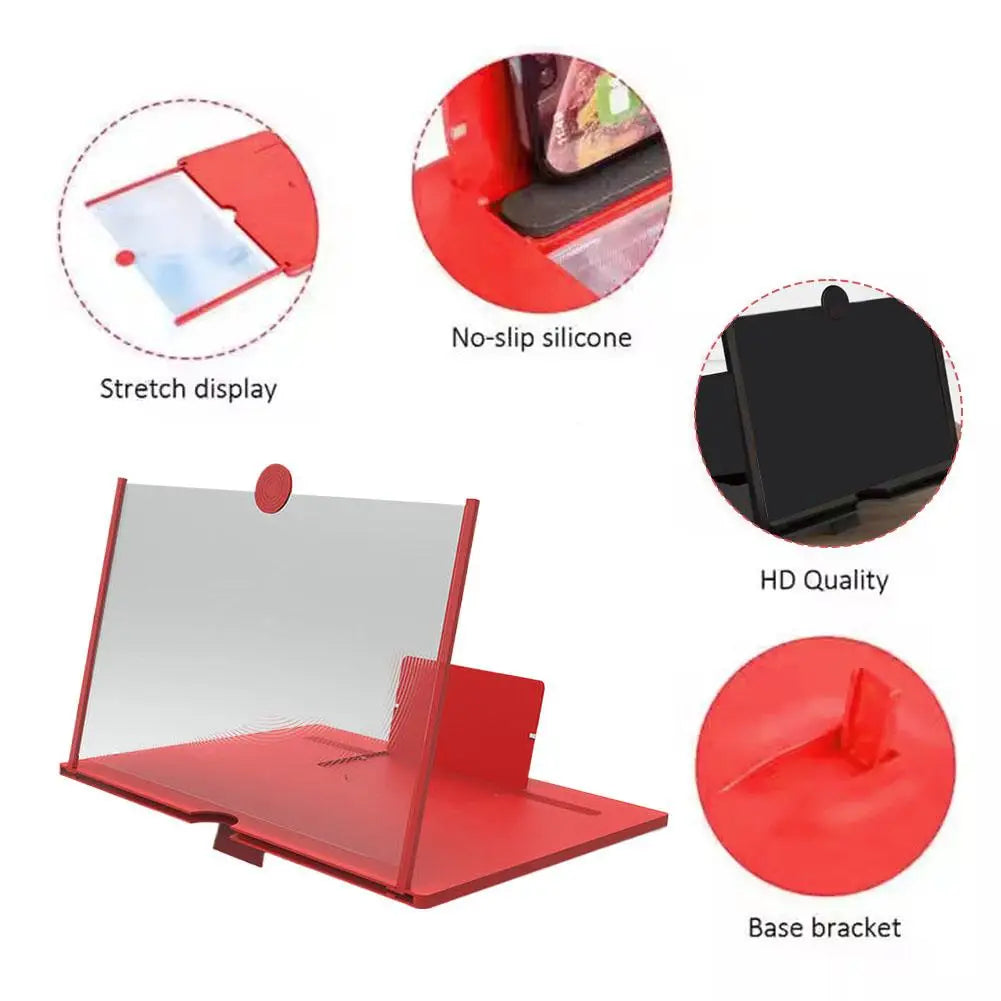 Screen Amplifier 10in 3D HD Phone Screen Magnifier Portable Pull Out Foldable Cell Phone Screen Enlarger for Movie Video Viewing