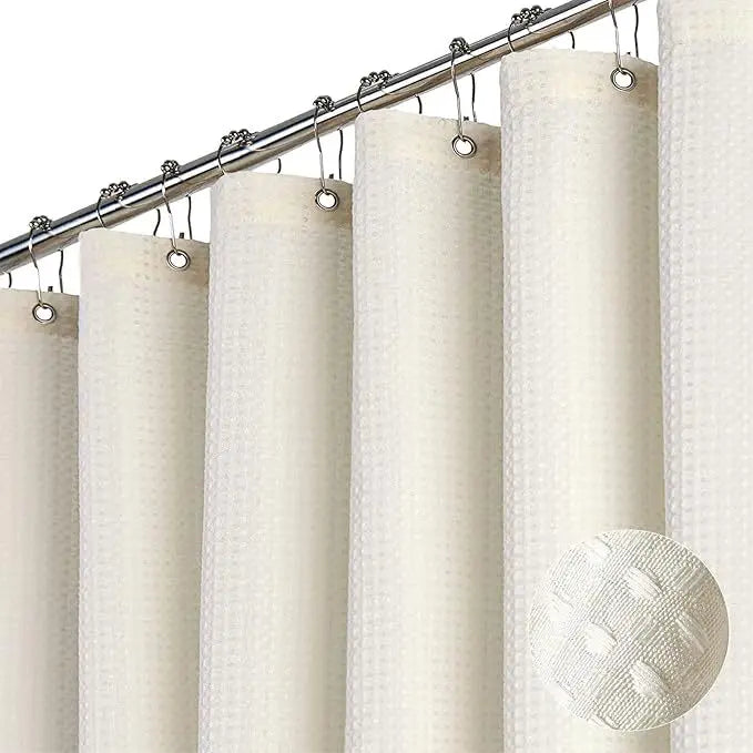 Plain Waffle Waterproof and Mildew-proof Polyester Shower Curtain, Bathroom Curtain, Bathroom Partition Curtain, Shower Curtain