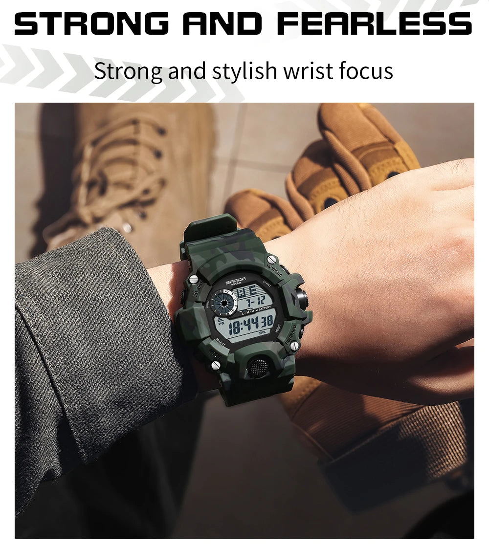 SANDA 2183 Fashion Military Student Electronic Watch Multi functional Timer Waterproof LED Student Electronic Digital Watch