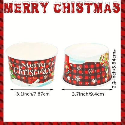 10/25pcs Christmas Snack Bowls Christmas Paper Ice Cream Cups, Santa Claus, Snowman Cake Paper Cups, 9oz Treat Dessert Bowls