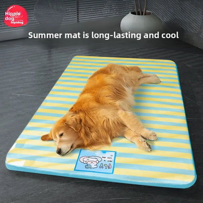 Summer dog cartoon striped ice silk mat, cat cooling mat, cooling cat bed, cooling bed, dog bed, pet bed