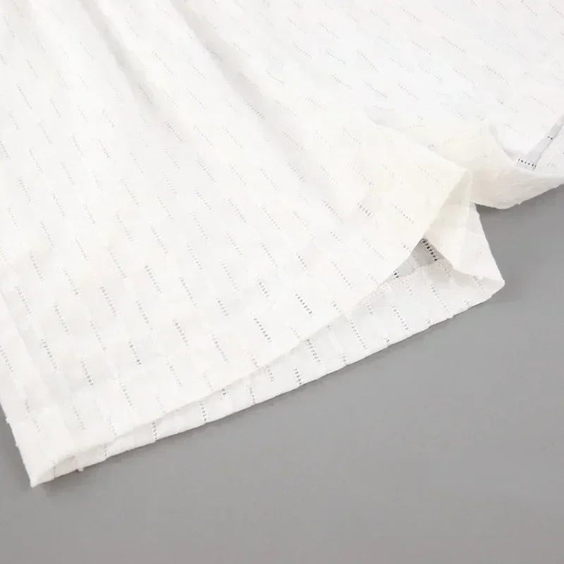 Casual Loose Women Short Two Piece Set Suit Fashion Blouse Long Sleeve Shirt Lady Simple Style Shorts Streetwear Blouse Tops