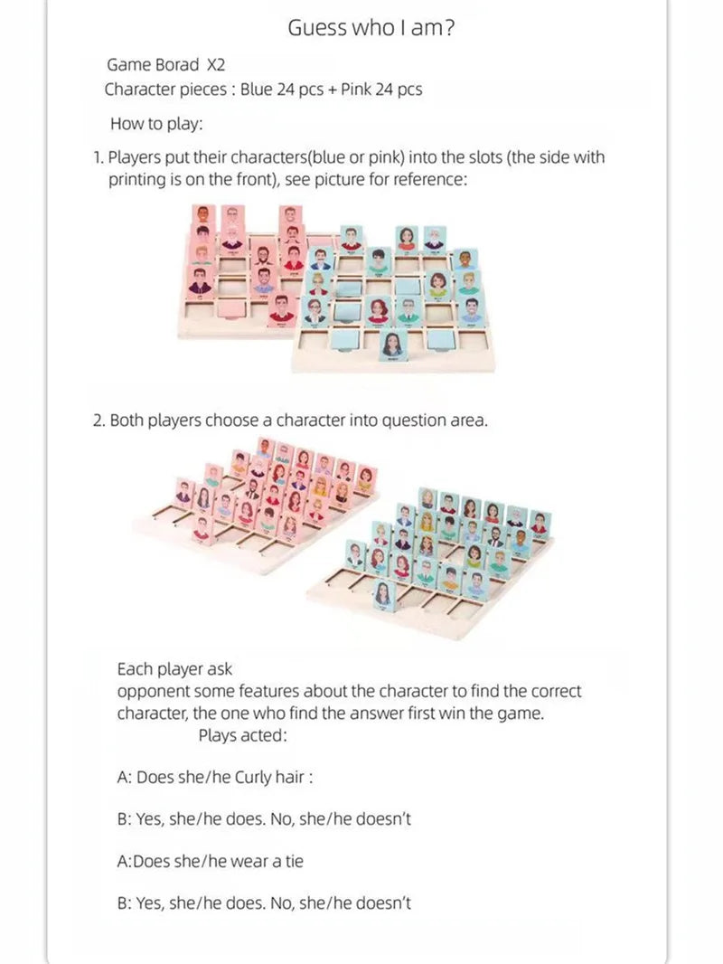 Family Guessing Games Guess Who Am I Classic Board Game Toys Memory Training Parent Child Leisure Time Party Indoor Games