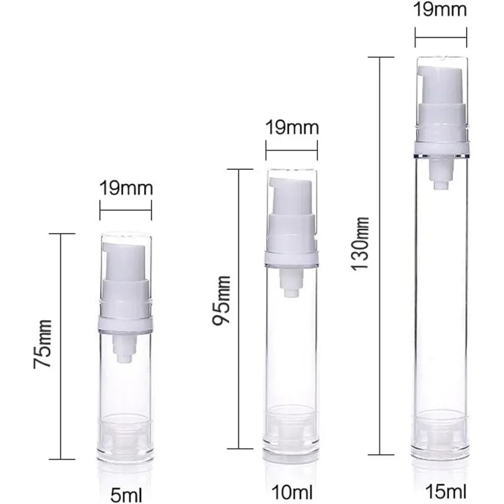 50PCS 5/10/15ML Clear Airless Lotion Spray Pump Bottles Empty Cream Vacuum Cosmetic Containers Travel for Foundations Serums