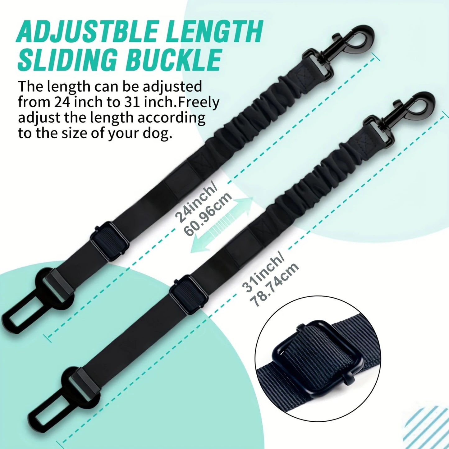 Dog Seat Belt, Retractable Dog Car Harness Adjustable Dog Seat Belt for Vehicle Nylon Pet Safety Seat Belts Heavy Duty