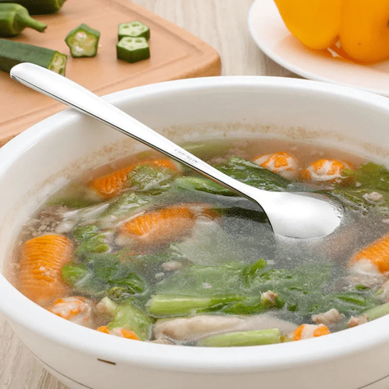 1pc Stainless Steel Thickening Spoon Creative Long Handle Durable Hotel Hot Pot Spoon Soup Ladle Home Kitchen Essential Tools