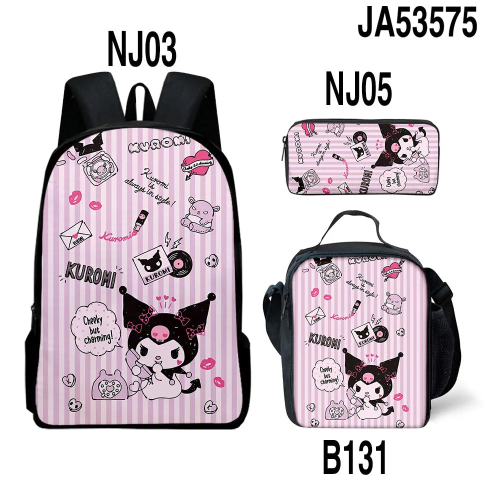 Sanrio Kuromi Backpack Sanrio Backpack Pencil Bag Student School Bag Primary and Middle kawaii Cartoon School Bag Mochila
