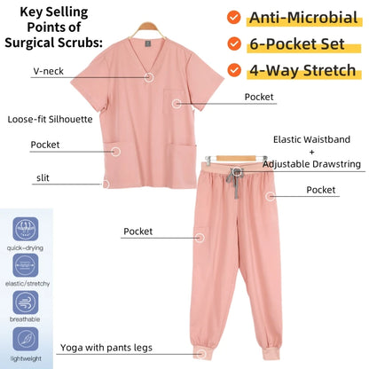 Medical Scrubs Bulk Order - Anti-Microbial Jogger Sets for Surgery/Dental/Vet/SPA/Pharmacy Multi-Pocket Workwear with Pen Slot