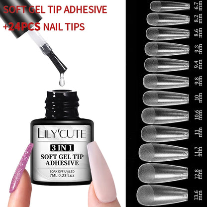LILYCUTE 7ML Soft Gel Tip Adhesive Glue For False Tips Extend Press On Nails Nail Art Long Lasting Soak Off UV Gel Nail Polish
