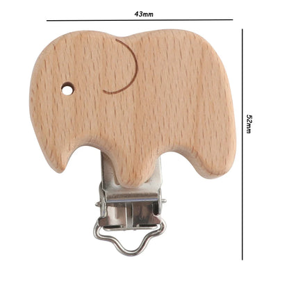 Kovict 5Pcs 19 Styles Beech Wooden Clips Metal Bracket DIY Pacifier Chain Handmade Crafts Accessories