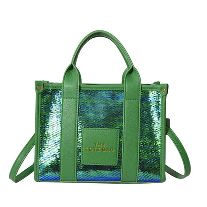 Women's Tote Bag Sequin Shoulder Bag PU Leather Large Capacity Luxury Designer The Tote Bag For Women Crossbody Bags 2024 New