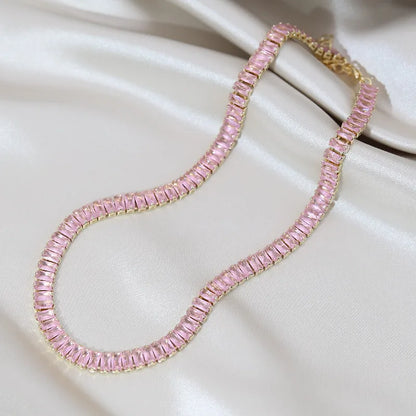 Korean hot selling fashion jewelry, copper inlaid zircon, luxury shiny necklace sexy ladies party necklace