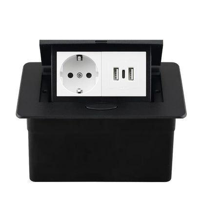 220V Desktop Power Socket Pop-up Hidden Socket EU Socket Built-in Socket With Dual USB Interface And type-C Interface