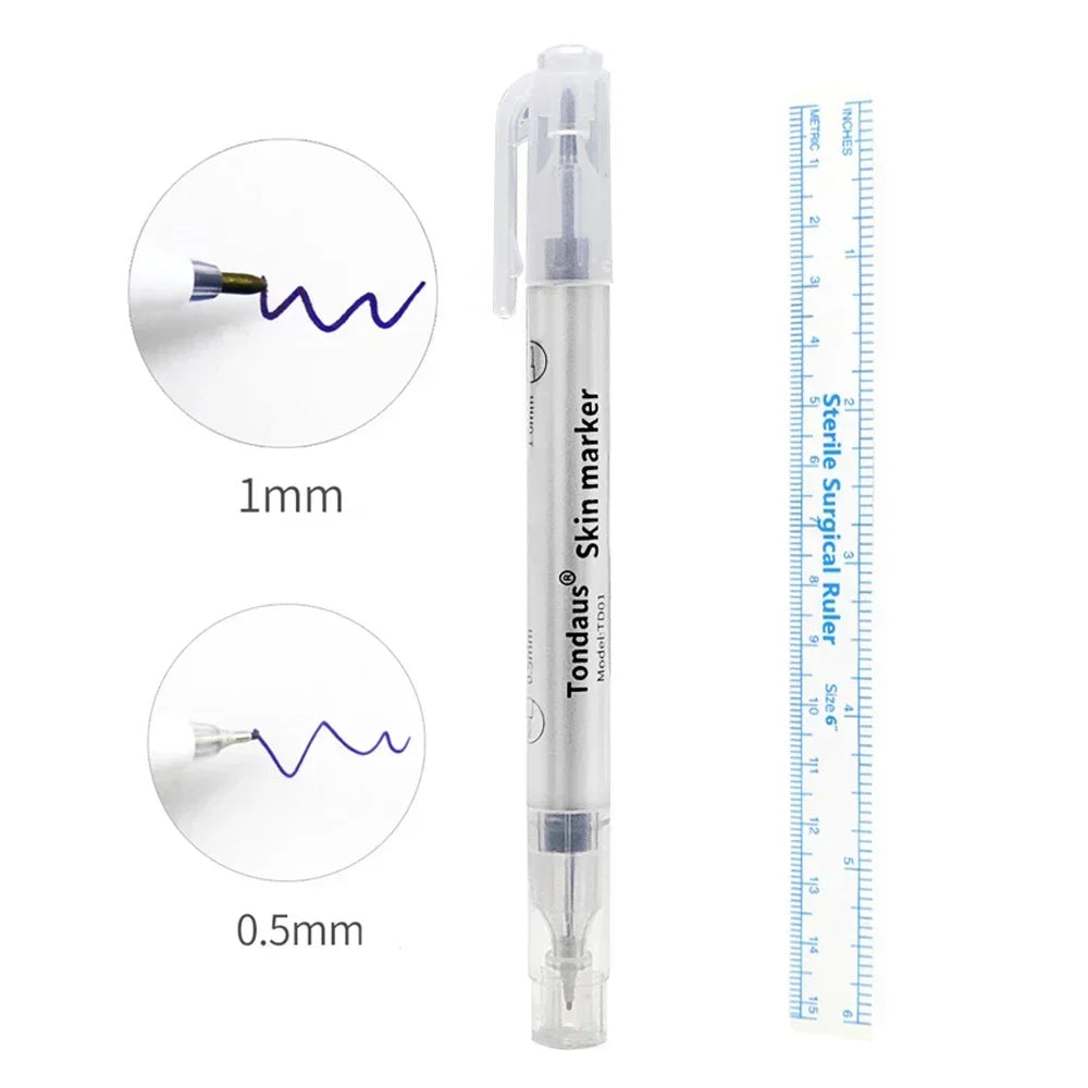 Eyebrow Tatto Skin Marker Pen with Measure Paper Ruler Magic Eraser Remover Brush Pen Permanent Makeup Art Tattoo Accesories