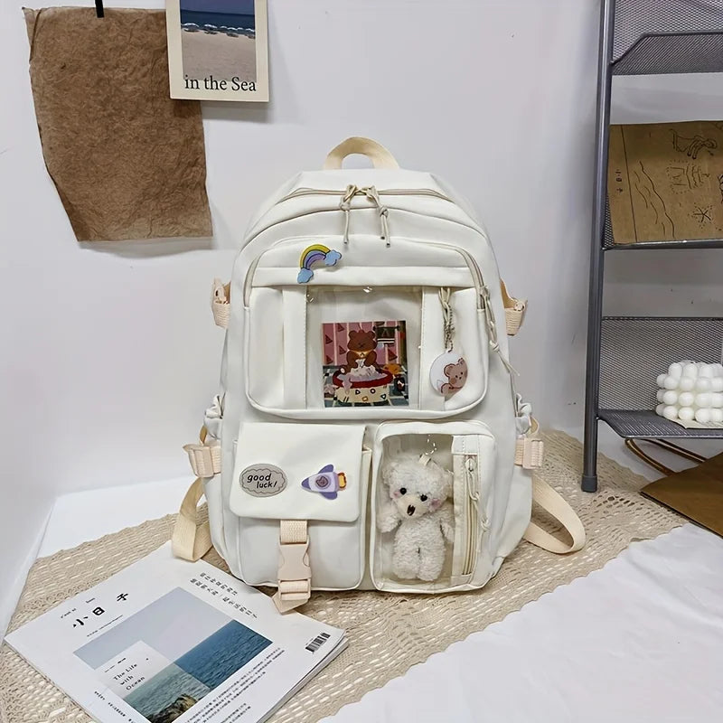 Large Capacity High School Student Backpack Female Korean Schoolbag Junior High School Student Girl Backpack