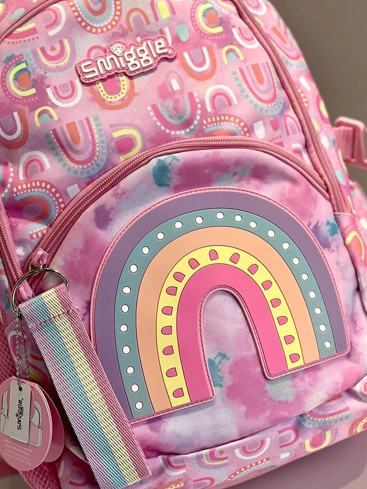 Genuine Australian Smiggle Schoolbag Light Pink Rainbow Door Student Stationery Pencil Case Large Capacity Backpack Student Gift